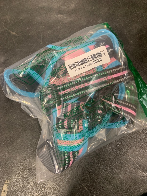 Photo 1 of rabbitgoo Dog Harness No Pull with 2 Leash Clips, Adjustable Soft Padded, Reflective Oxford No Choke Pet Vest with Easy Control Handle for Large Dogs, Pink & Blue, L