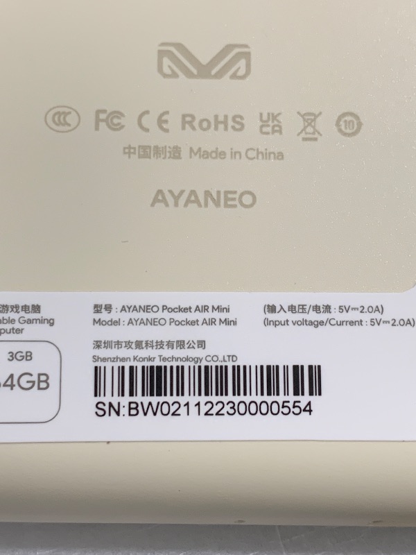 Photo 1 of AYANEO Pocket AIR Mini Android Handheld Game Console - 4.2" HD 4:3 Retro Gaming Screen, MTK G99 Octa-Core, Hall Effect Joystick & Triggers, Portable Gaming Device (Retro White, 3G+64G)