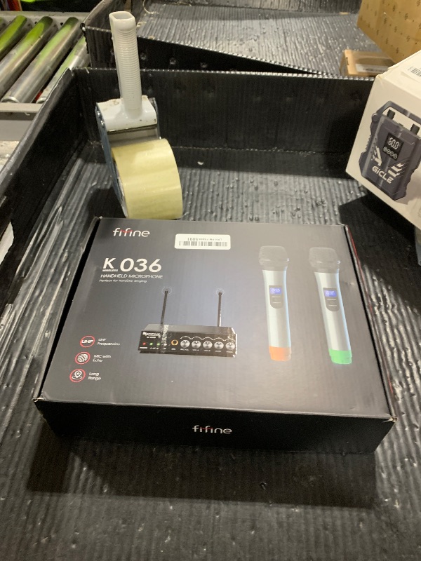 Photo 1 of FIFINE UHF Dual Channel Wireless Handheld Microphone, Easy-to-use Karaoke Wireless Microphone System-K036