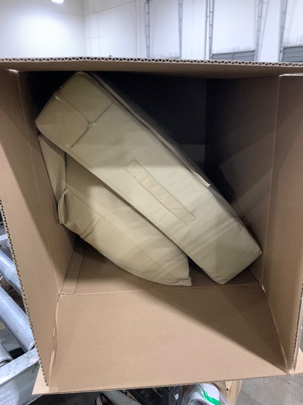 Photo 1 of IASEAHK Outdoor Seat Cushion Set, Waterproof & Fade Resistant Patio Chair Cushions, Outdoors Cushion for Patio Furniture, 24 x 24 x 5.75 Inch, Outdoor Couch Cushions with Handle and Ties, Light Khaki