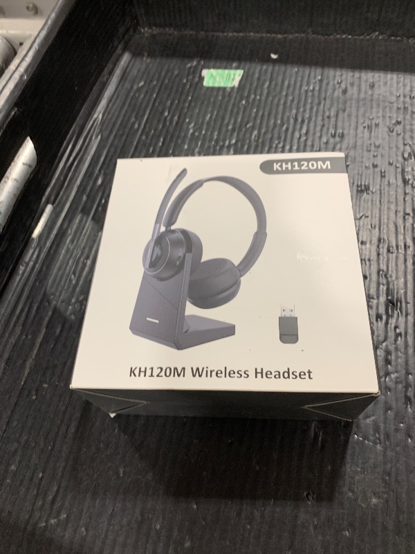 Photo 1 of (2025 Upgraded) Wireless Headset with Mic for Work, Bluetooth Headset with Noise Canceling Microphone with Dongle, Charging Base & Mic Mute, Wireless Headphones for Work from Home/PC/Computer