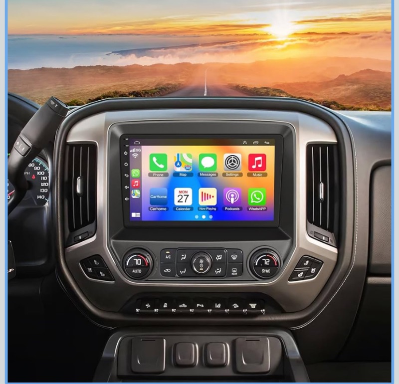 Photo 1 of 10.2 Inch QLED Carplay Screen for Chevrolet Silverado & GMC Sierra 2014-2018(Without Bo-seSystem),Android 13 Silverado Radio Stereo Support Wireless Carplay &Android Auto,Bluetooth&GPS,FM Radio