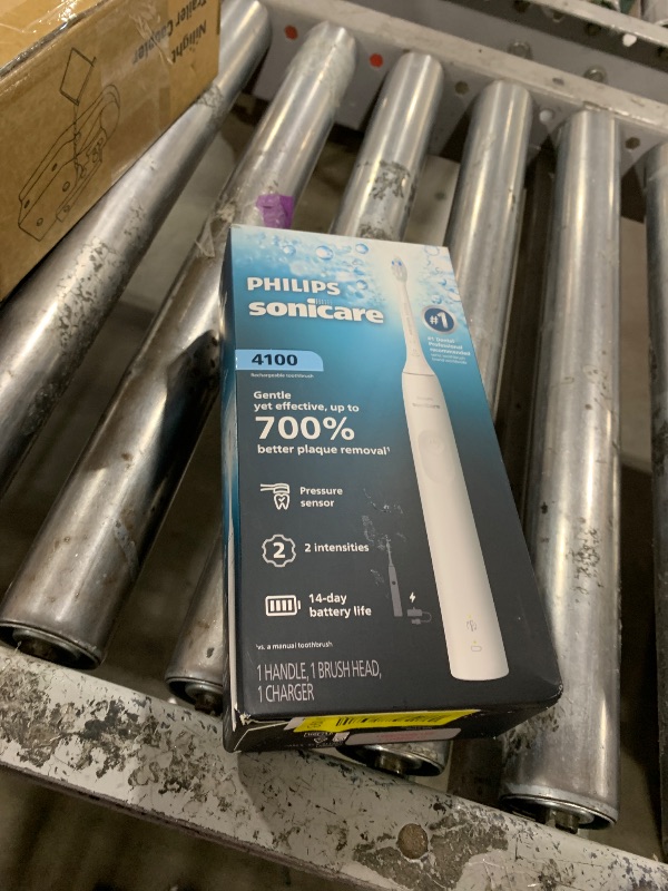 Photo 1 of Philips Sonicare 4100 Series Electric Toothbrush - Sonic Toothbrush with Advanced Sonic Technology, Pressure Sensor, Two Intensity Settings, Smartimer & Quadpacer, White, Model HX3681/23