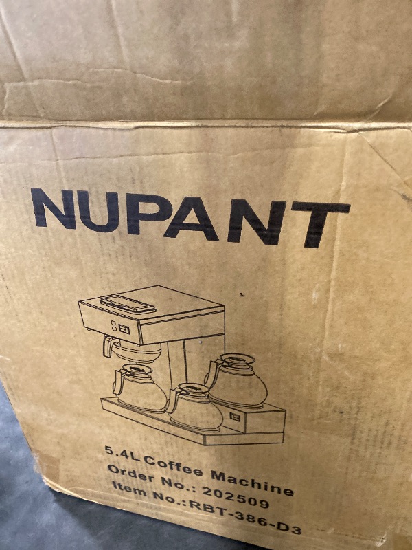 Photo 1 of NUPANT 12 Cup Commercial Coffee Maker,Drip Coffee Maker Machine with 3 Warmers Plate and 3 Glass Decanters, Stainless Steel Pour Over Commercial Coffee Brewer for Restaurant, Office, Cafe Use