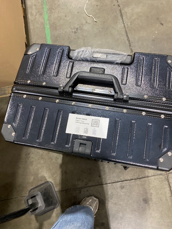 Photo 1 of HotWay PC Hard Shell Checked Suitcase with Aluminum Frame, Luggage with Cup Holder and USB Port, Zipperless Luggage for Business Travel (Black, Checked In 26Inch)