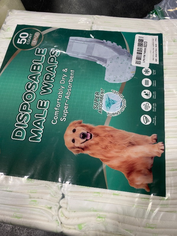 Photo 1 of IMMCUTE Large Dog Diapers Male, 50 Ct, Extra-Wide Disposable Male Dog Wraps, Breathable, Comfortable Cotton Fabric with Super Absorbent Male Dog Diapers, Suitable for Medium to Large Breeds