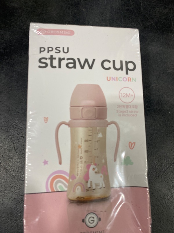 Photo 1 of GROSMIMI Flip Top Spill Proof Sippy Cup, PPSU, BPA Free, 10 oz, Stage 2 Straw for Toddlers (Unicorn)