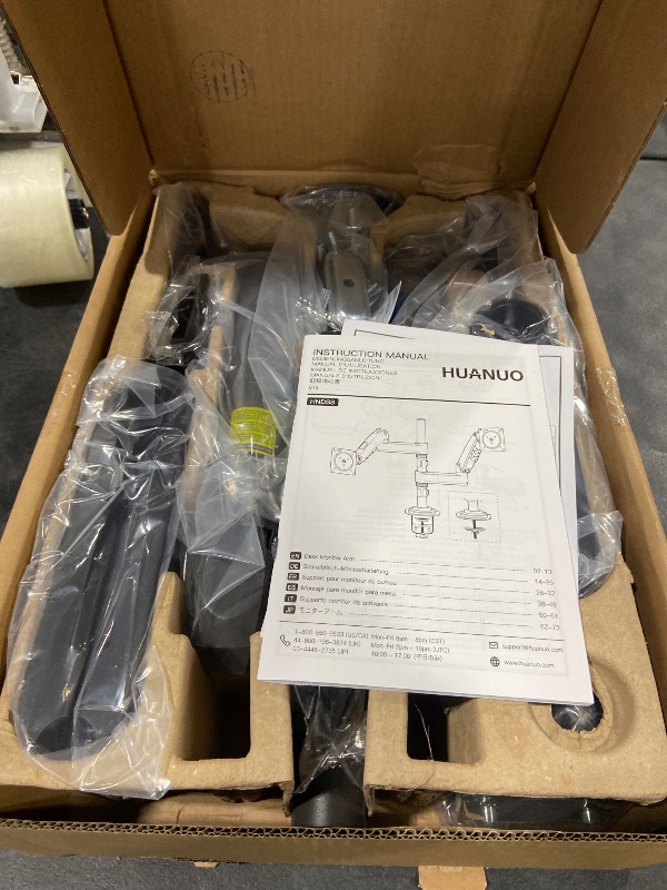 Photo 1 of HUANUO 17-32 Inch Dual Monitor Stand, Vertical Dual Monitor Mount, Monitor Stand 2 Monitors, Ergonomic Adjustable Tilt/Swivel/Rotate, Weight Max 19.8 lbs, VESA 75/100mm