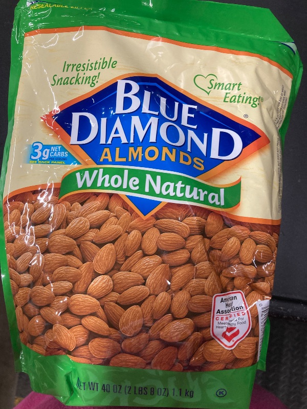Photo 1 of ***BEST BY OCT 21, 2026***Blue Diamond Almonds Whole Natural Raw Snack Nuts, 40 Oz Resealable Bag (Pack of 1)***BEST BY OCT 21, 2026***