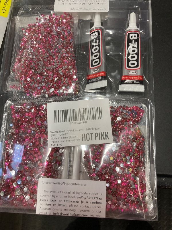 Photo 1 of 30200Pcs Hot Pink Resin Rhinestones Flatback with b 7000 Glue for Crafts Clothing Clothes Fabric Shoes Tumblers, Flat Back Gems Crystals Diamonds Bulk, Jewels 2-5mm for Sneakers Tshirt