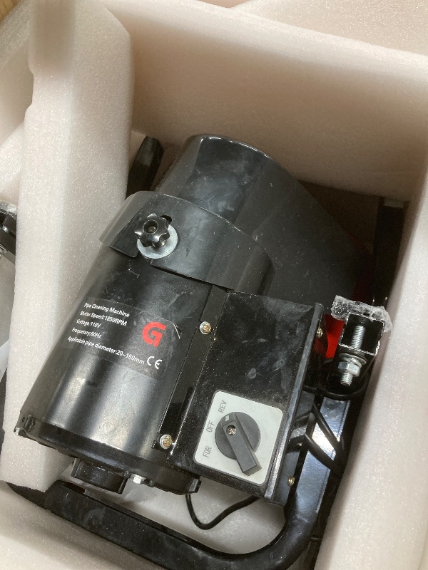 Photo 1 of 100FT 1/2 Inch Auto Feed Drain Cleaning Machine, Portable Electric Drain Auger with 6 Cutter & Air-Activated Foot Switch, Sewer Snake Drain Cleaner for 1" to 4" Pipes, Red