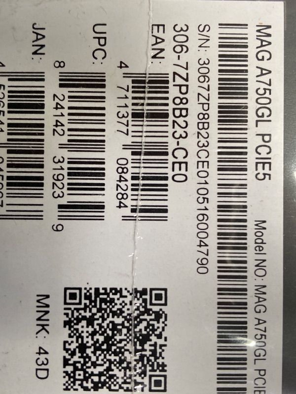 Photo 1 of ***FACTORY SEALED***MSI MAG A750GL PCIE5 - EU Cord ***FACTORY SEALED***