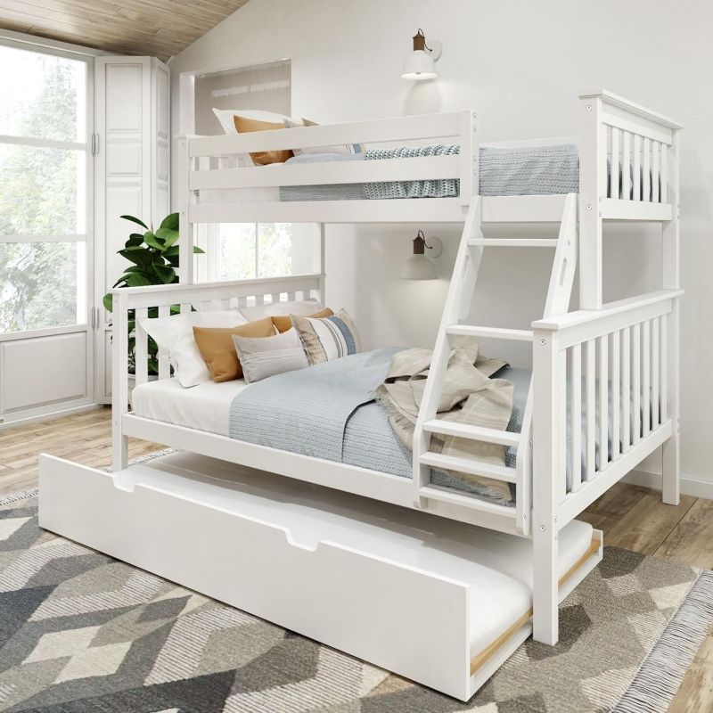 Photo 1 of ***BOX 2 OF 2 ONLY/INCOMPLETE SET***Max & Lily Bunk Bed, Twin-Over-Full Wood Bed Frame For Kids With Trundle, White