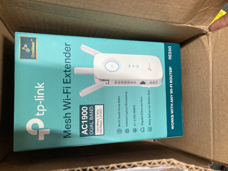 Photo 1 of **PARTS ONLY**TP-Link AC1900 WiFi Range Extender RE550 | Dual-Band Wireless Repeater Amplifier w/Gigabit Ethernet Port | Up to 2200 Sq. Ft., 32 Devices | Internet Signal Booster | APP Setup | EasyMesh Compatible
