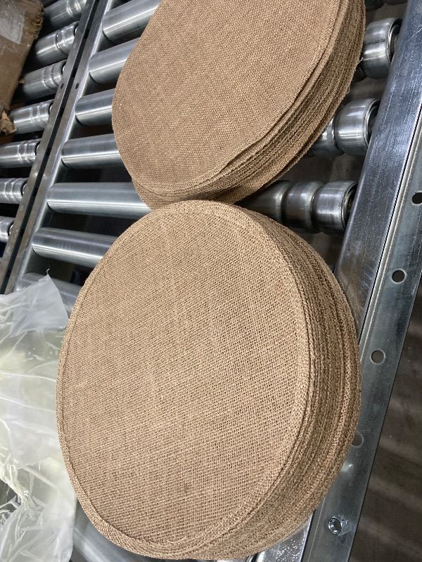 Photo 1 of ***PLACEMATS ONLY -RUNNER NOT INCLUDED*** 48 Pieces Burlap Round Placemats Bulk, Burlap Round Rustic Placemats Reusable Brown Heat Resistant Table Mats Charger Place Mats for Wedding Dinner Holiday Supplies (11.8 Inches)