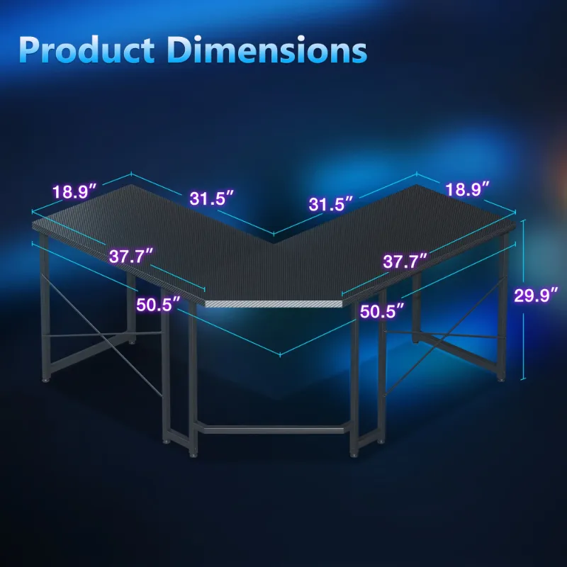 Photo 1 of ***Selling for parts only***Casacomoda Computer Desk L Shaped, 51 Inch Reversible L Shaped Desk, Gaming Desk, Home Office Desk, Carbon Fiber Black