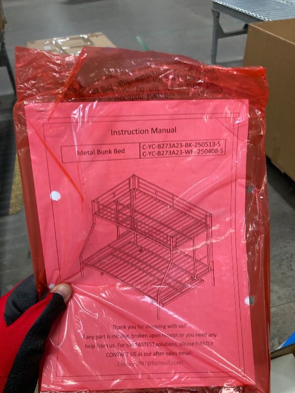 Photo 1 of **Missing Box1**ArisingAsia Bunk Bed Twin Over Full, Metal Bunk Bed with Ladders, Safety Guard, Noise Free for Small Bedroom, Black (Twin Over Full(Middle))