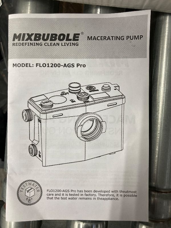 Photo 1 of ***DIMENSIONS ARE IN METRICS***1500W Macerator Pump with Grinding Blade Toilet Pump Utility Sink Pump Upflush to 32.8FT 2800GPH Macerating Toilet System with 4 Water Inlets 2 Outlets for Toilet Sink Shower Laundry Kitchen Basement***DIMENSIONS ARE IN METR