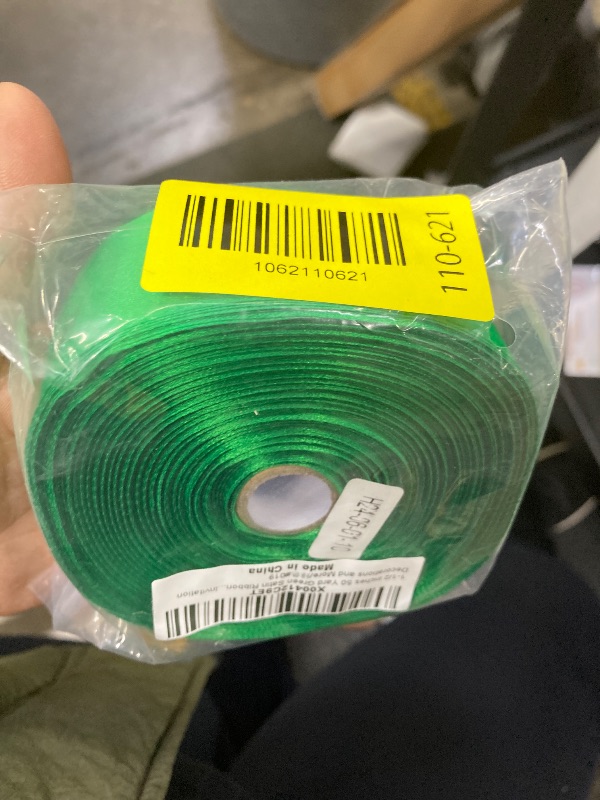 Photo 1 of 1-1/2 inches 50 Yard Green Satin Ribbon for Gift Wrapping, Wedding, Crafts, Christmas,Easter, Floral, Hair, Invitation Decorations and More