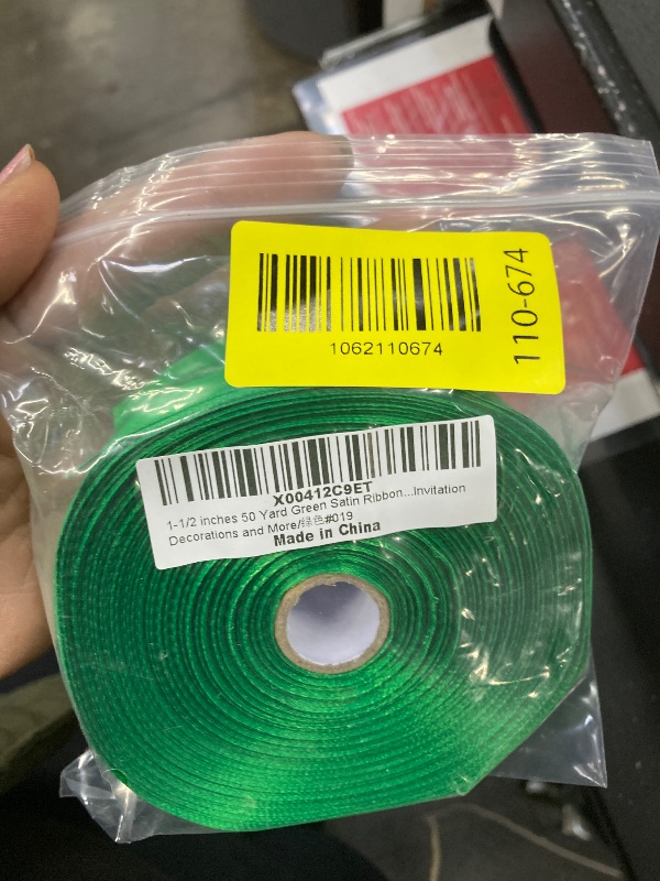 Photo 1 of 1-1/2 inches 50 Yard Green Satin Ribbon for Gift Wrapping, Wedding, Crafts, Christmas,Easter, Floral, Hair, Invitation Decorations and More