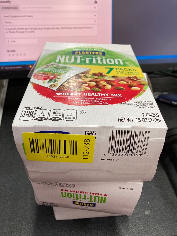 Photo 1 of (4 pack) PLANTERS NUT-RITION Heart Healthy Nut Mix, Shelf Stable, Plant Based Protein, 1 oz Plastic Package (7 Count) x2