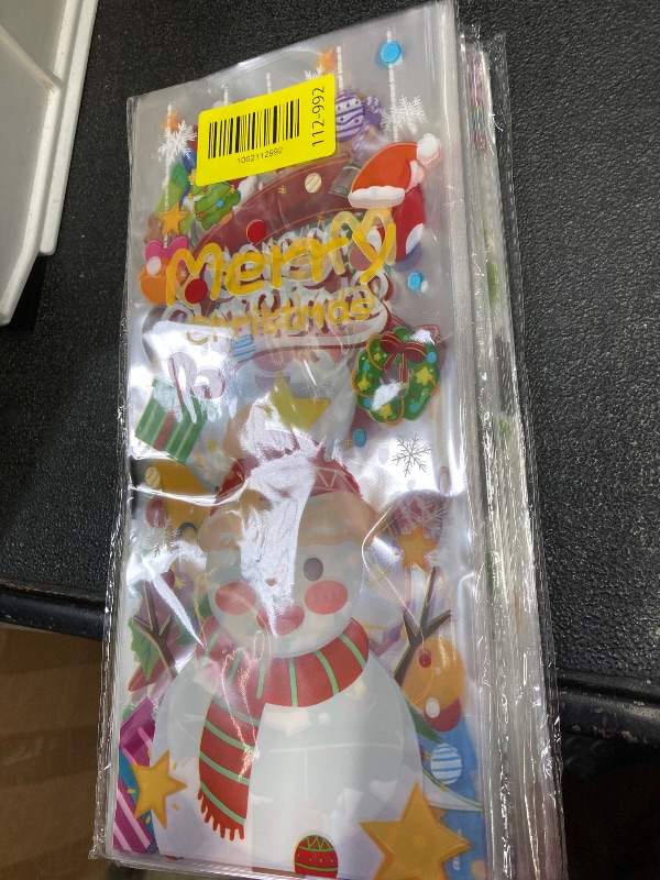 Photo 1 of 100 PCS Christmas Cellophane Treat Bags(5x11 Inch) with Tie, Plastic Christmas Bags for Candy Goodie Goody Cookie Gift Wrap Xmas Santa Pouches Frozen Winter Holiday Party Favors Supplies Decorations x4