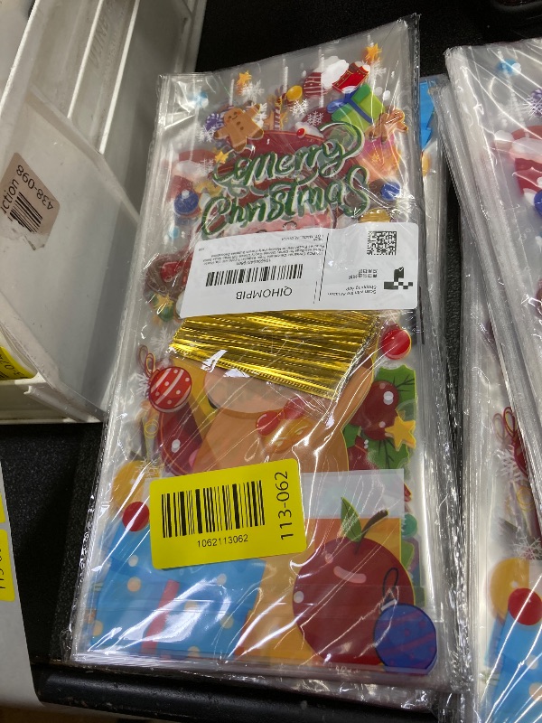 Photo 1 of 100 PCS Christmas Cellophane Treat Bags(5x11 Inch) with Tie, Plastic Christmas Bags for Candy Goodie Goody Cookie Gift Wrap Xmas Santa Pouches Frozen Winter Holiday Party Favors Supplies Decorations x4