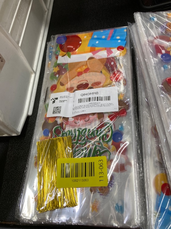 Photo 1 of 100 PCS Christmas Cellophane Treat Bags(5x11 Inch) with Tie, Plastic Christmas Bags for Candy Goodie Goody Cookie Gift Wrap Xmas Santa Pouches Frozen Winter Holiday Party Favors Supplies Decorations X4