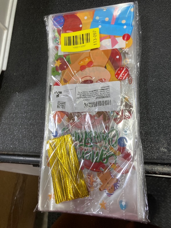 Photo 1 of 100 PCS Christmas Cellophane Treat Bags(5x11 Inch) with Tie, Plastic Christmas Bags for Candy Goodie Goody Cookie Gift Wrap Xmas Santa Pouches Frozen Winter Holiday Party Favors Supplies Decorations x4