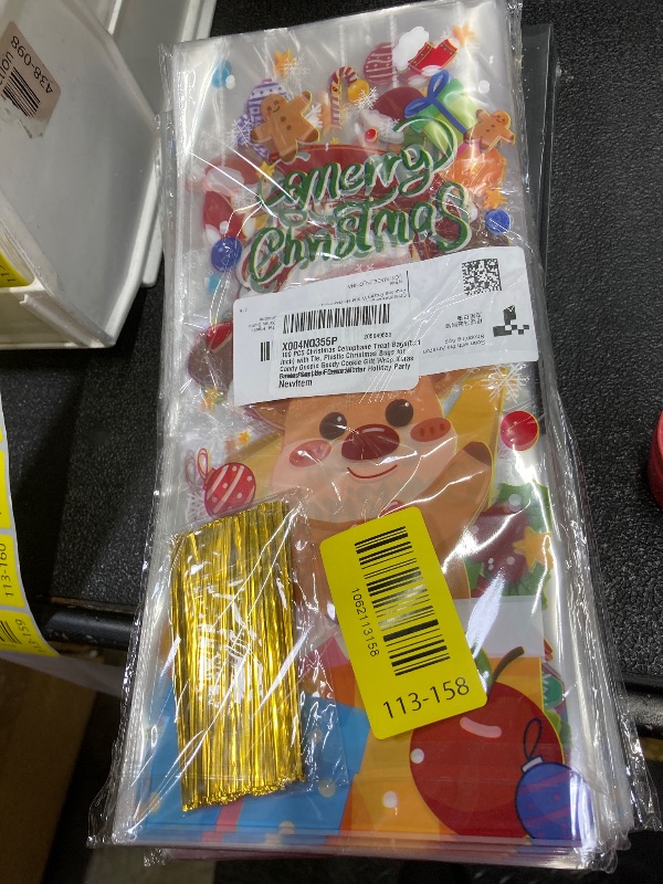 Photo 1 of 100 PCS Christmas Cellophane Treat Bags(5x11 Inch) with Tie, Plastic Christmas Bags for Candy Goodie Goody Cookie Gift Wrap Xmas Santa Pouches Frozen Winter Holiday Party Favors Supplies Decorations x4