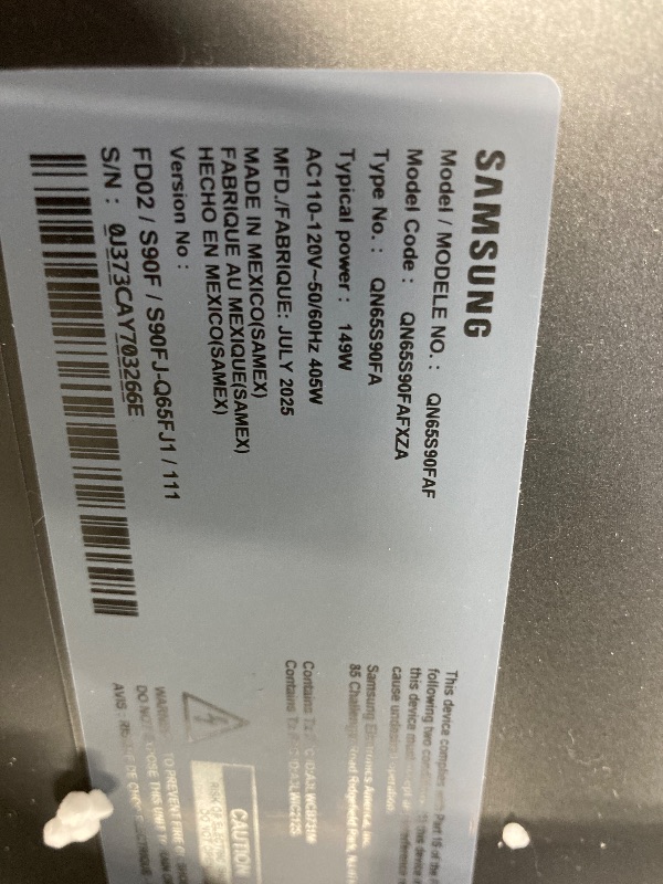 Photo 1 of ******No RETURN****************Samsung 65-Inch Class OLED S90F 4K Smart TV (2025 Model) NQ4 AI Gen3 Processor, 4K AI Upscaling Pro, OLED HDR +, Motion Xcelerator 144Hz, Samsung Vision AI, Alexa Built-in