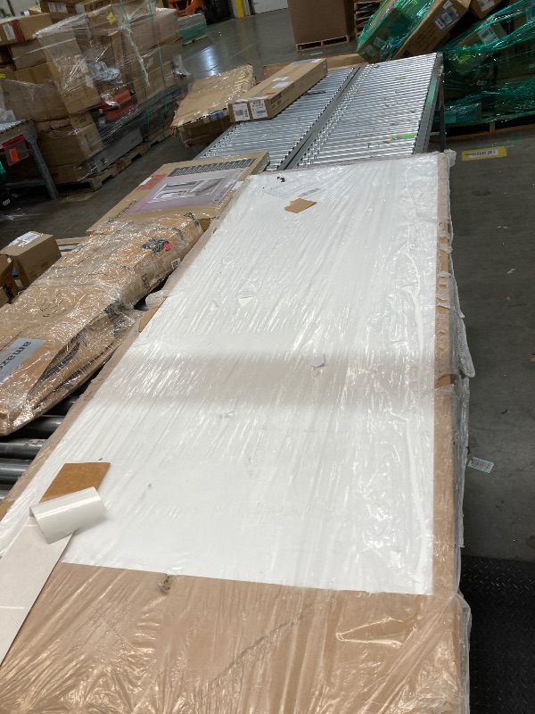Photo 1 of ***DAMAGED ON ONE SIDE OF DOOR***JUBEST 30"x84" Flush Solid Core White Primed Concealed Sliding Hidden Barn Door with Soft Close Installation Hardware and Double Sided Pulls Included***DAMAGED ON ONE SIDE OF DOOR***
