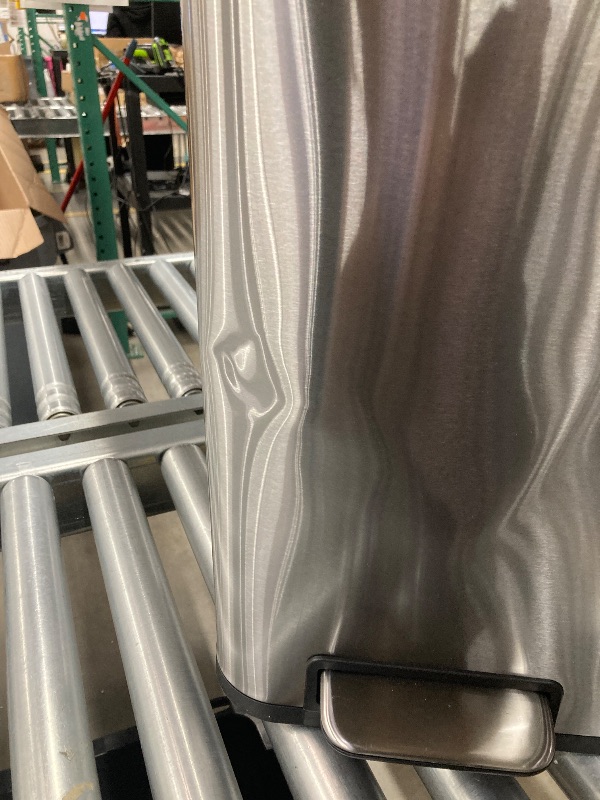 Photo 1 of ***DENT ON FRONT EDGE AS PICTURED***Tzumi Dual-Compartment Recycling Bin Stainless Steel Trash Can for Kitchen, 16 Gallon Total***DENT ON FRONT EDGE AS PICTURED***