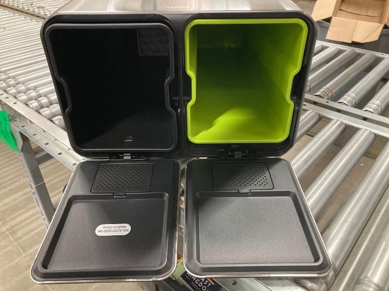 Photo 1 of ***DENT ON FRONT EDGE AS PICTURED***Tzumi Dual-Compartment Recycling Bin Stainless Steel Trash Can for Kitchen, 16 Gallon Total***DENT ON FRONT EDGE AS PICTURED***