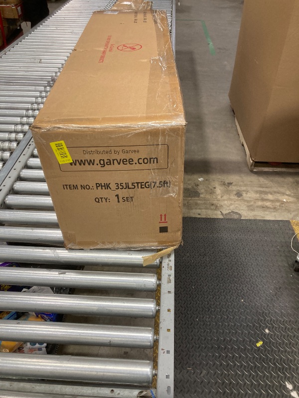 Photo 1 of Garvee 7.5ft Pre-Lit Snow Flocked Christmas Tree, Artificial Xmas Tree with Snowy Branch Tips, Hinged Metal Stand, Flame-Retardant Material, Fake Christmas Tree for Yard, Home, Entrances