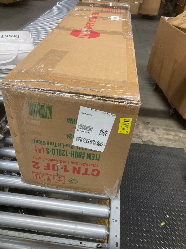Photo 1 of ***BOX 1 OF 2 ONLY**ONLY HALF THE TREE INCLUDED***National Tree Company 12 ft Pre-Lit Dunhill Fir Artificial Christmas Tree, 1,500 Clear Lights, 7,794 Tips, Includes Stand, Green***BOX 1 OF 2 ONLY**ONLY HALF THE TREE INCLUDED***