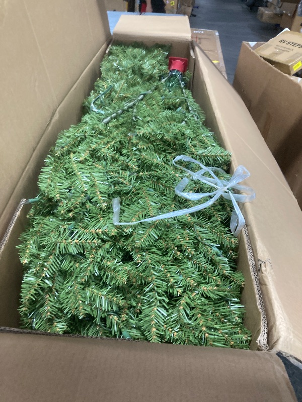 Photo 1 of ***BOX 1 OF 2 ONLY**ONLY HALF THE TREE INCLUDED***National Tree Company 12 ft Pre-Lit Dunhill Fir Artificial Christmas Tree, 1,500 Clear Lights, 7,794 Tips, Includes Stand, Green***BOX 1 OF 2 ONLY**ONLY HALF THE TREE INCLUDED***