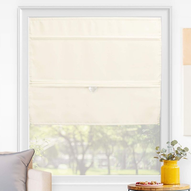 Photo 1 of **MISSING HARDWARE**CHICOLOGY Roman Shades for Windows , Window Shades for Home , Roman Shades , Window Treatments , Room Darkening Shades , Roman Window Shades , 33"W X 72"H, Runway Cream (Light Filtering)