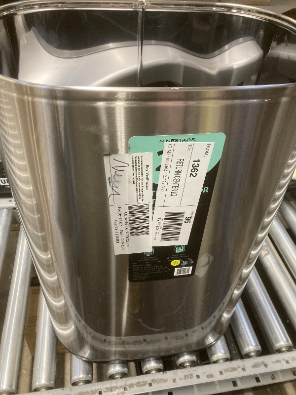 Photo 1 of **DAMAGED LID HINGE**Nine Stars Automatic Kitchen Trash Can, 13 Gallon Stainless Steel, Motion Sensor Hands free Soft Close Lid Garbage Bin, Silver