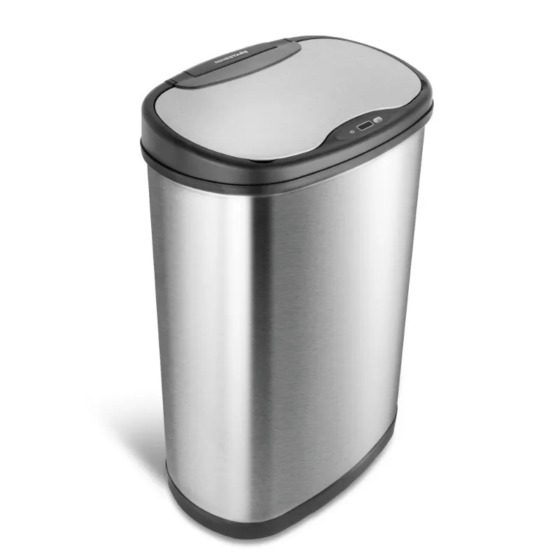 Photo 1 of **DAMAGED LID HINGE**Nine Stars Automatic Kitchen Trash Can, 13 Gallon Stainless Steel, Motion Sensor Hands free Soft Close Lid Garbage Bin, Silver