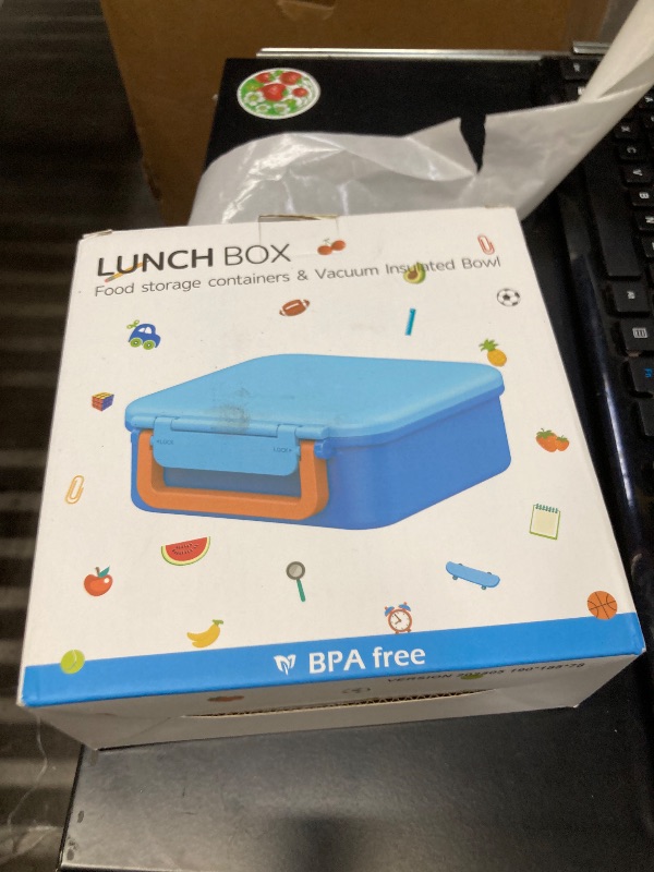 Photo 1 of ***MISSING ONE CONTAINER-SELLING AS IS***Kids Bento Lunch Box Thermo Leakproof Lunch Food Containers 4 Compartment with Insulated Hot Food Jar for Kid Toddler Girls Boys to School Travel