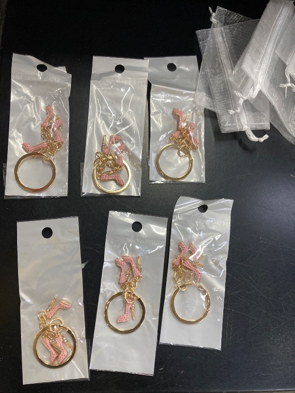 Photo 1 of ***MISSING PIECES -SELLING AS IS*** 6 Set Quinceanera Party Favors for Guests Bulk High Heel Shoe Keychains Thank You Cards Small Quinceanera Cards Organza Bags for 15 Birthday Guests Girls Gift Party Favors (Rivet Style)