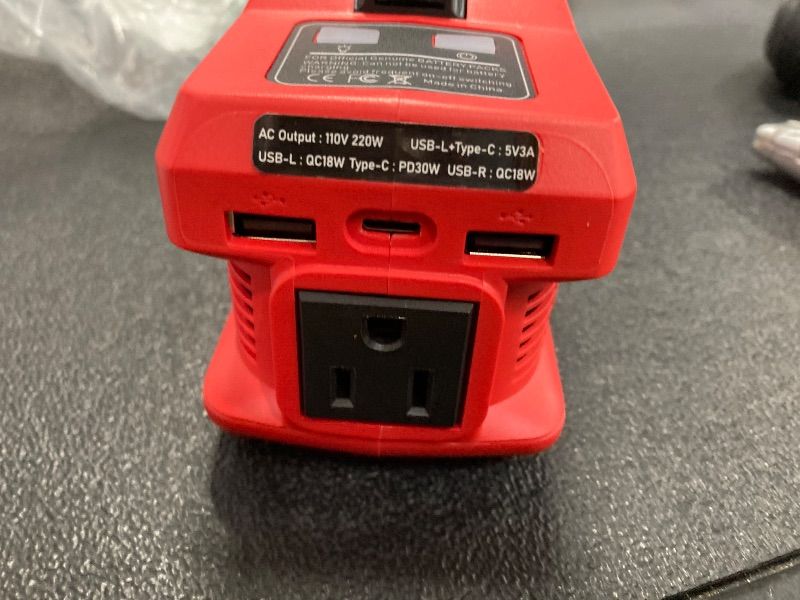 Photo 1 of ***WHAT YOU SEE IN PICS IS ALL THAT IS INCLUDED*NOTHING ELSE***220W Power Inverter Compatible with Milwaukee 18V Battery, DC 18V to AC 110V-120V Portable Power Generator, Inverter with 2 USB Ports 1 Type-C 1 AC Outlet, 400 Lumen Light***WHAT YOU SEE IN PI