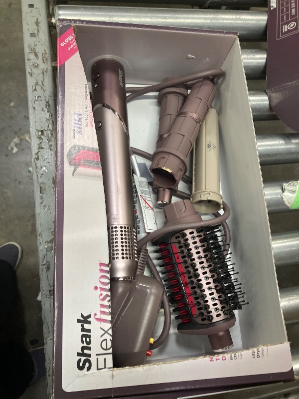 Photo 1 of *** USED -SELLING AS IS *** Shark FlexFusion Hair Straightener & Powerful Hair Dryer with Fusion Hair Brush, Ceramic Air Styler with Auto-Wrap Curlers & Concentrator, Ceramic Plates, Cosmic Blush HD641S ***BOX RIPPED/TORN***