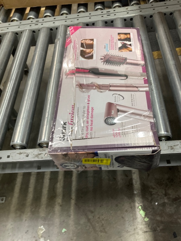 Photo 1 of *** USED -SELLING AS IS *** Shark FlexFusion Hair Straightener & Powerful Hair Dryer with Fusion Hair Brush, Ceramic Air Styler with Auto-Wrap Curlers & Concentrator, Ceramic Plates, Cosmic Blush HD641S ***BOX RIPPED/TORN***