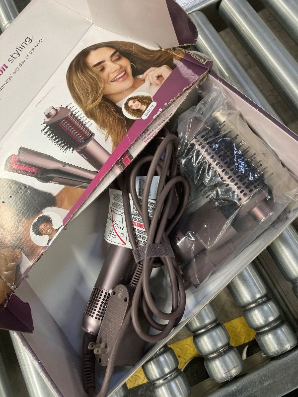 Photo 1 of *** USED -SELLING AS IS *** Shark FlexFusion Hair Straightener & Powerful Hair Dryer with Fusion Hair Brush, Ceramic Air Styler with Auto-Wrap Curlers & Concentrator, Ceramic Plates, Cosmic Blush HD641S ***BOX RIPPED/TORN***