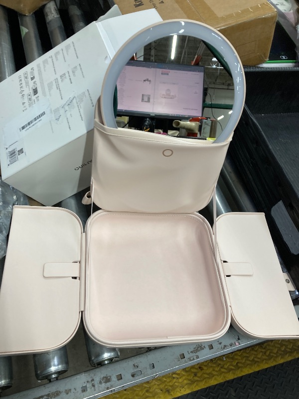 Photo 1 of ***MISSING CORD -SELLING AS IS*** AMIRO M2 Cude Travel Makeup Bag with 5 Level Brightness & 3 Color LED Mirror, Portable Makeup Artist Organizer, Pink