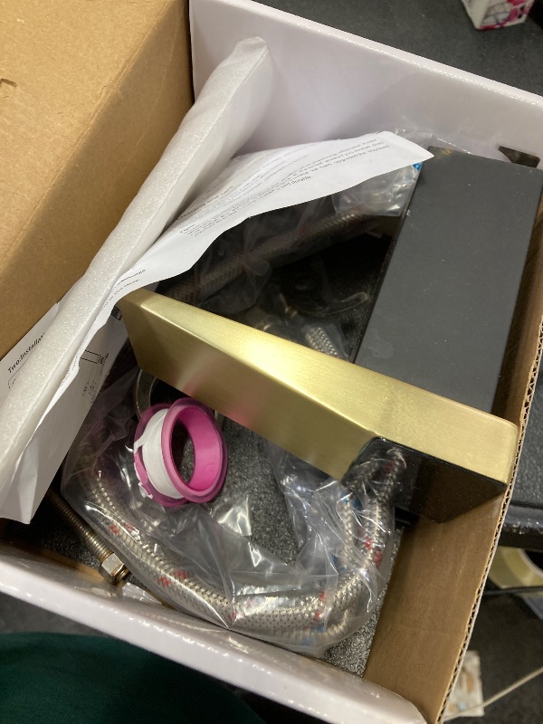 Photo 1 of ***DAMAGE -SELLING AS IS *** LOOPAN LED Bathroom Faucet Gold & Black, Single Handle Waterfall Faucet for Sink Mount