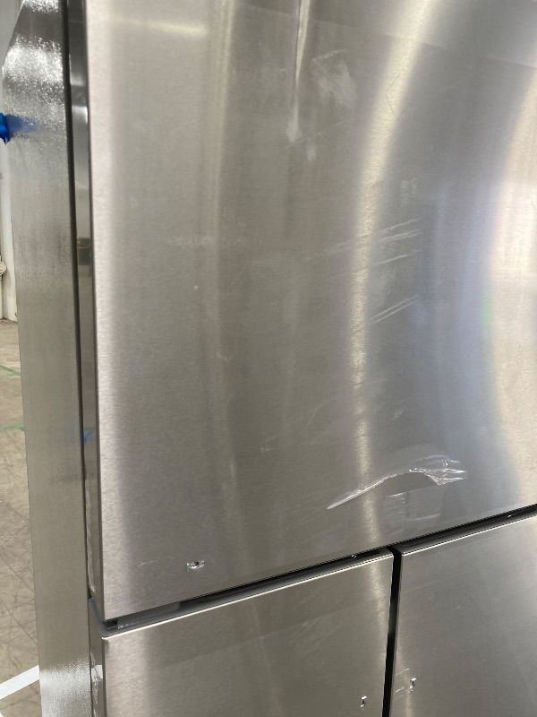 Photo 1 of ***DAMAGE, DOOR HINGE -SOME SCUFFS/SCRATCHES, NOT IN BOX*** Kenmore 4675525 30' French Door Refrigerator with Freezer - Accela Chill, Ice Maker, Adjustable Glass Shelves, ENERGY STAR Certified, 17.5 cu. ft. Capacity - Fingerprint Resistant Stainless Steel