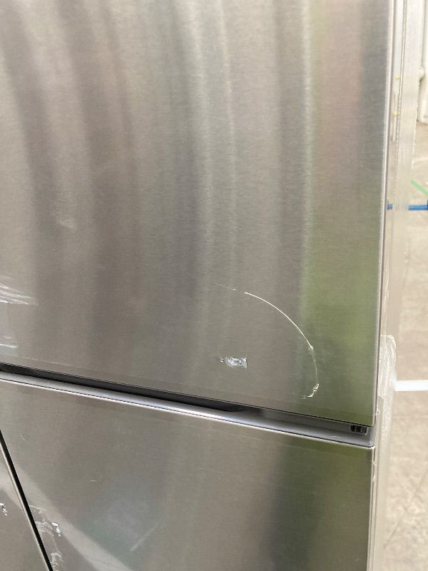 Photo 1 of ***DAMAGE, DOOR HINGE -SOME SCUFFS/SCRATCHES, NOT IN BOX*** Kenmore 4675525 30' French Door Refrigerator with Freezer - Accela Chill, Ice Maker, Adjustable Glass Shelves, ENERGY STAR Certified, 17.5 cu. ft. Capacity - Fingerprint Resistant Stainless Steel